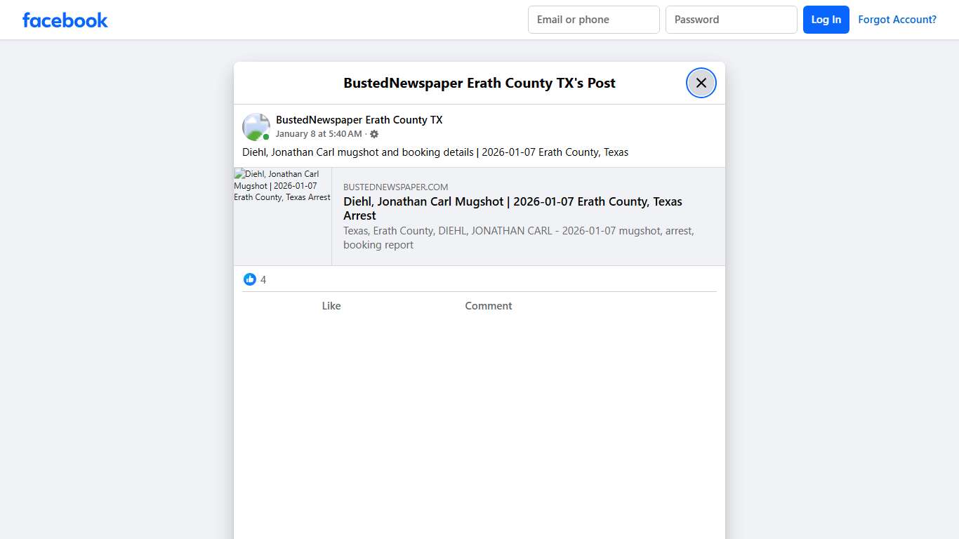 Diehl, Jonathan Carl... - BustedNewspaper Erath County TX | Facebook